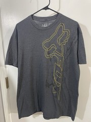 Fox Racing T Shirt Size XL Dark Grey Yellow Logo Short Sleeve Preowned Good