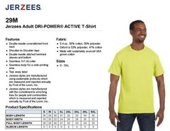 Jerzees DRI-Power Active Men’s 50/50 Blend Short Sleeves 2XL-5XL T-Shirt 29M