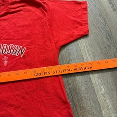 Vintage 1986 Harley Davidson 3D Emblem Asheboro NC Red T-Shirt