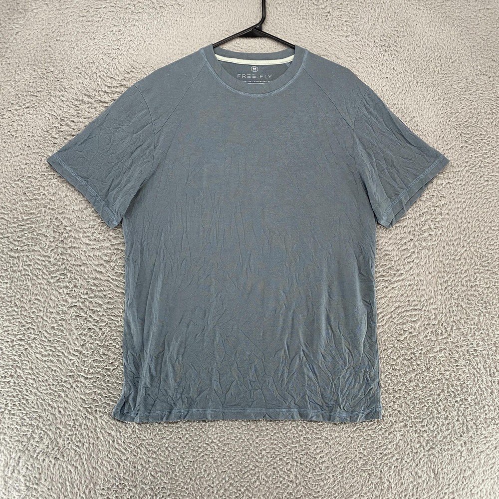 Free Fly Shirt Mens Medium Blue Performance Bamboo Crewneck Lightweight Tee