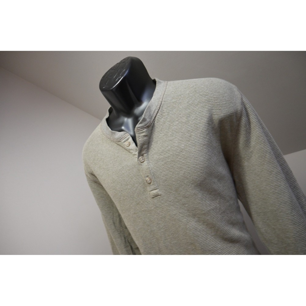 Eddie Bauer Thermal Henley Shirt Mens Large Olive Green Long Sleeve Excellent