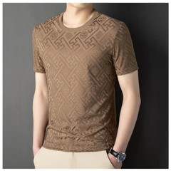 New Fashion Trend Ice Silk Breathable Summer Short Sleeve Luxury Men T-Shirt