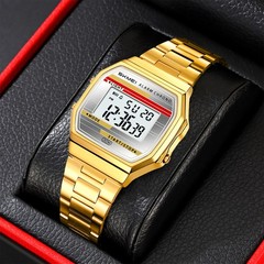 Watches for Men,Retro Digital Stainless Steel Watch with 30M Waterproof LED B…