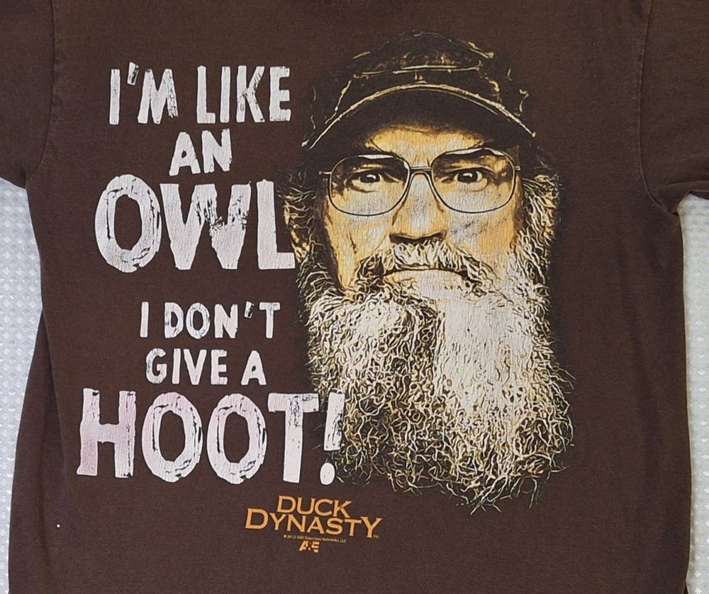 Duck Dynasty I’m Like An Owl Dont Give Hoot Uncle Si Brown Cotton T-shirt Size M