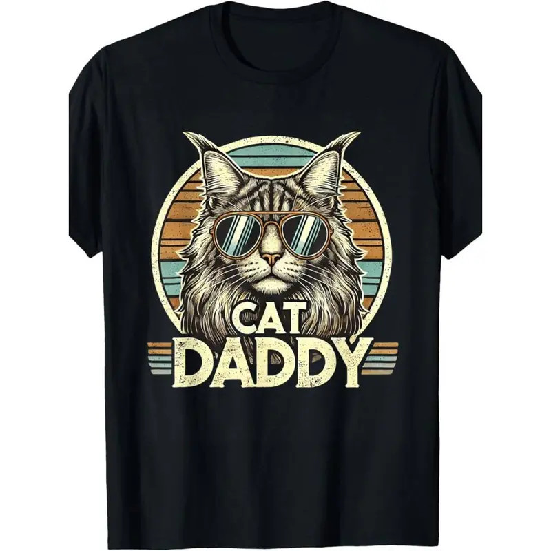 Summer t Shirts EWHCat Daddy Cool Maine Coon Cat Father’s Day Retro Cat Dad