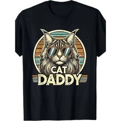 Summer t Shirts EWHCat Daddy Cool Maine Coon Cat Father’s Day Retro Cat Dad