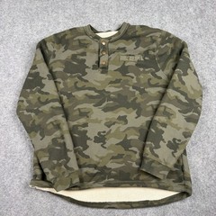Lee Henley Shirt Mens Large Camo Fleece Lined Waffle Knit Long Sleeve Pullover