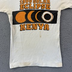 Vintage Kenya Solar Eclipse Shirt Adult Small White Short Sleeve 80s Outdoor USA
