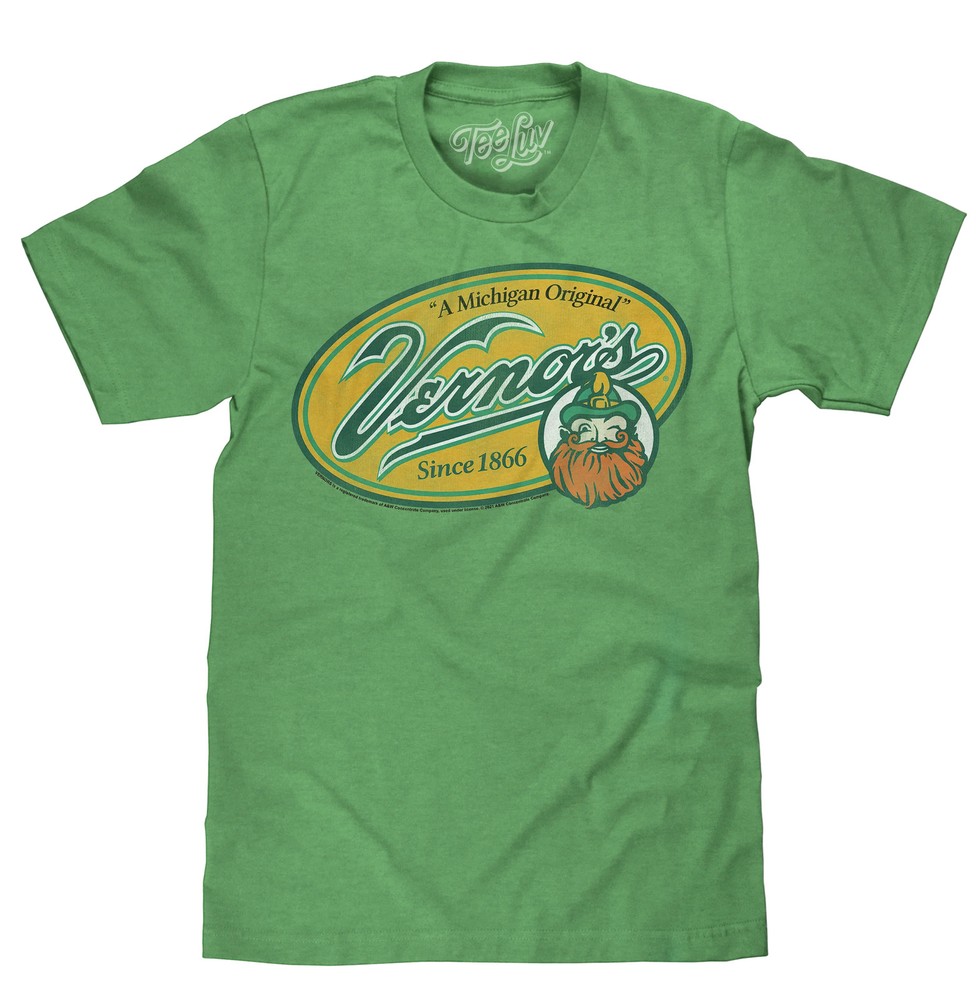 Vernor’s Ginger Ale Michigan Original Mens T Shirt Heather Kelly Green