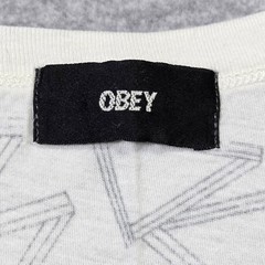 Vintage Obey Shirt Mens M White Geometric All Over Print Single Stitch 90s Tee