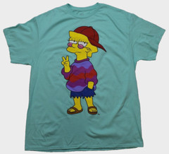 The Simpsons Mens Cool Lisa Simpson Peace Fingers Celadon Shirt New XS-3XL