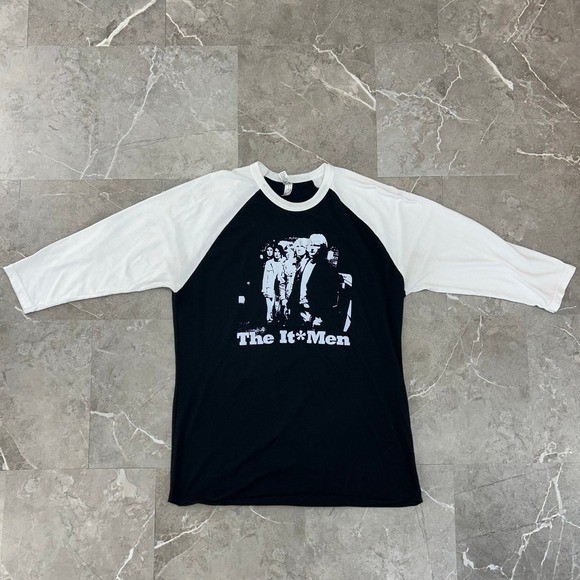 The It Men Graphic Tour Tee Mens Large Raglan Baseball 3/4 Sleeve Shirt Two Tone