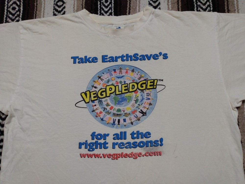 90s Vegetarian vtg T Shirt XL Beneficial T’s distress Vegpledge Vegan Promo tee
