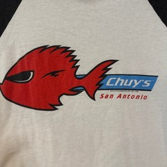 Augusta Sportswear Men’s L White Black Chuy’s San Antonio Raglan T-Shirt Vtg 90s