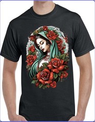 Mexican Heritage Guadalupe Black Men’s T-Shirt Small To 3X-Large