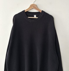 Baggy Oversized Faded Thermal Long Sleeve Shirt Waffle Knit Grunge Black Mens XL