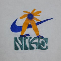 Nike Swoosh graphic t-shirt Floral print front and back Men’s Size XL Beige