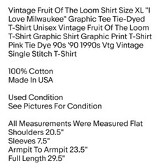 Vintage Fruit Of The Loom Shirt Size XL “I Love Milwaukee” Graphic Tee Tie-Dyed