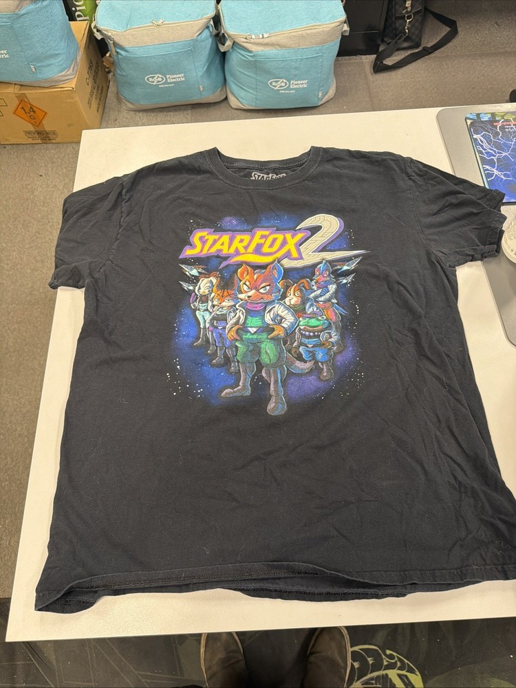 Star Fox 2 Shirt Men Size XL Black Nintendo Gaming Gamer Video Games Think Geek
