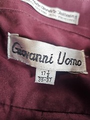Giovanni Uomo Mens Shirt Button Up Maroon SZ 17 1/2 36 37 Long Sleeve