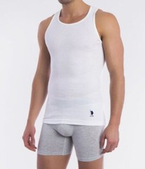 NEW U.S. Polo Assn Men’s 3 Pack Ribbed Tanks A Shirts White Sizes Large ONLY