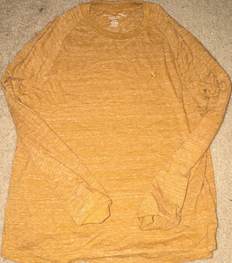 American Eagle Super Soft Men’s Orange Long Sleeve Crew Neck T-Shirt M