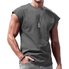 Mens Casual Sleeveless T-Shirt Solid Color Vest Tank Tops for Vacation Travel