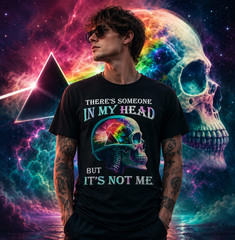 Skull Graphic There’s Someone In My Head Funny Dark Humor T-Shirt