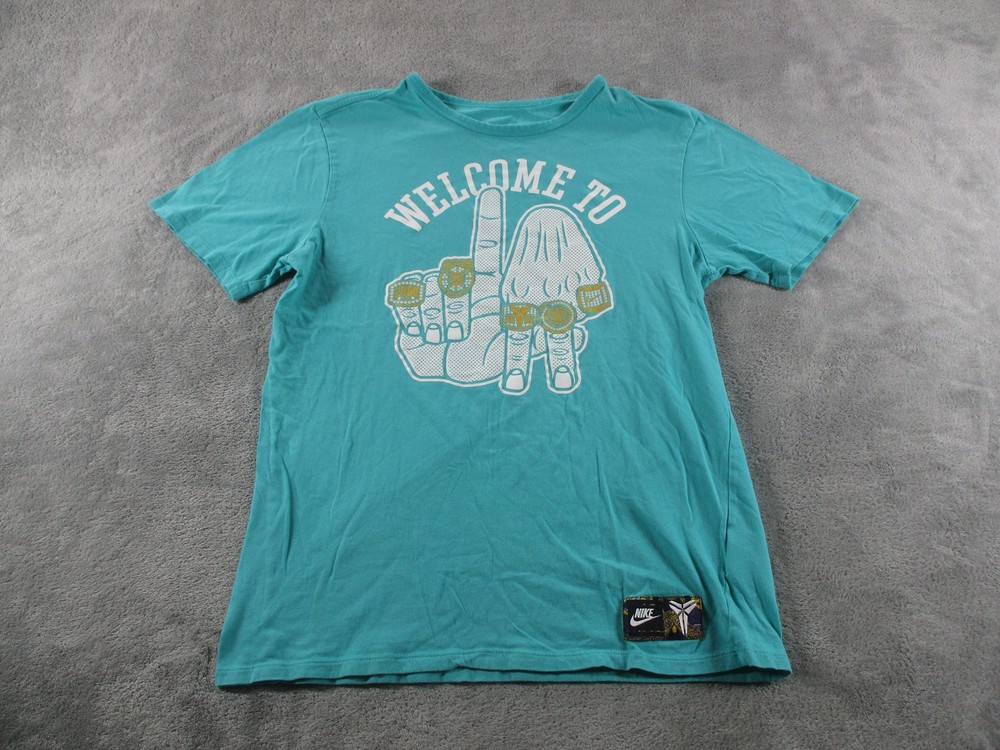 Nike Kobe Championship Rings Shirt Mens Medium Teal Blue Graphic Basketball Tee