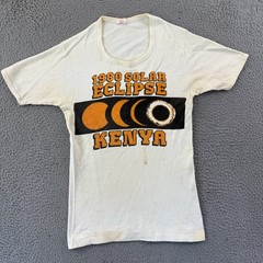 Vintage Kenya Solar Eclipse Shirt Adult Small White Short Sleeve 80s Outdoor USA