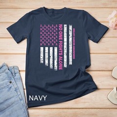 No One Fights Alone USA Flag Breast Cancer Awareness Unisex T-shirt