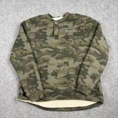 Lee Henley Shirt Mens Large Camo Fleece Lined Waffle Knit Long Sleeve Pullover