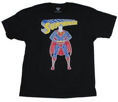 Superman DC Comics Adult New T-Shirt – Stylized Lined Supes Under Logo