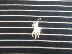 Polo Ralph Lauren T-Shirt Men’s Sz.L (W 24in x L 30in)100% Cotton Navy strip W