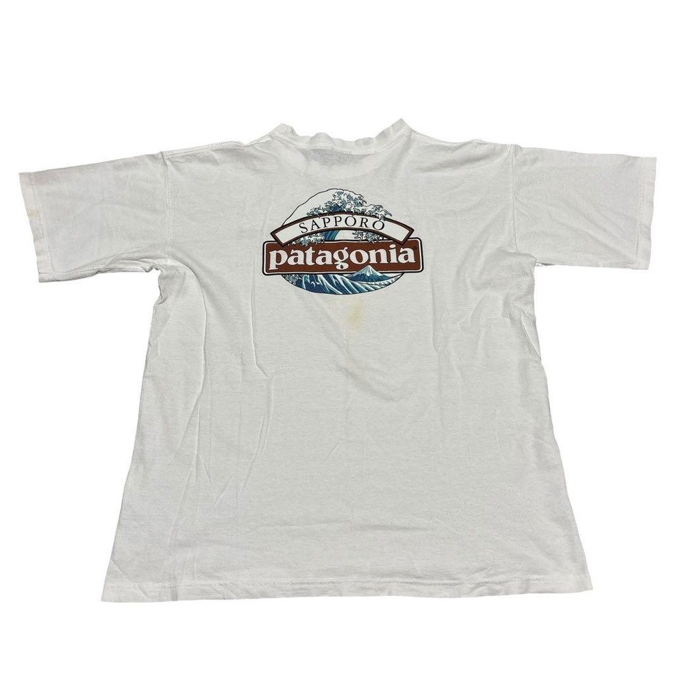 Patagonia Sapporo Hokusai Wave Vintage T-Shirt Made in USA Size M White
