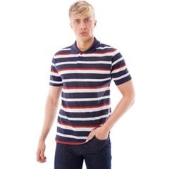 Mens Striped Polo Shirt Short Sleeve Pique T-Shirt Casual Contrast Summer Te Top