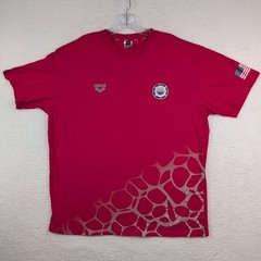 Arena Size XXL Red T-Shirt USA Swimming Team American Flag Short Sleeve Tee 2XL