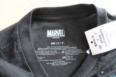 Marvel Comics Splatter Logo T-Shirt New Black with White Blue and Red size S NWT