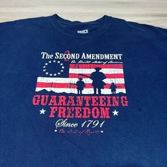 Brisco Brands The Second Amendment Shirt Adult 2XL Navy Blue USA Flag America