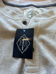 St. John’s Bay NWT Mens XL Henley Shirt Oatmeal Beige Thermal Waffle Knit Casual