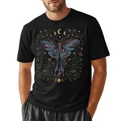 Celestial Luna Moth T-Shirt Galaxy Moon Phases Witchy Boho Nature Lover Gift