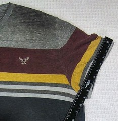 American Eagle Tee XXL Navy Maroon Grey Yellow Stripes Athletic Fit Y2K Preppy