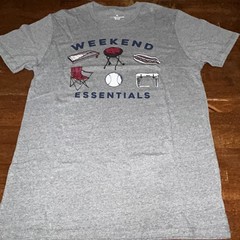 Men’s Grey XL T-Shirt Weekend Essentials Graphic Cotton Blend Crew Neck
