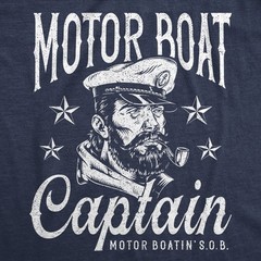 Mens Funny T Shirts Motor Boat Captain Sarcastic Sailor Graphic Novelty Tee for