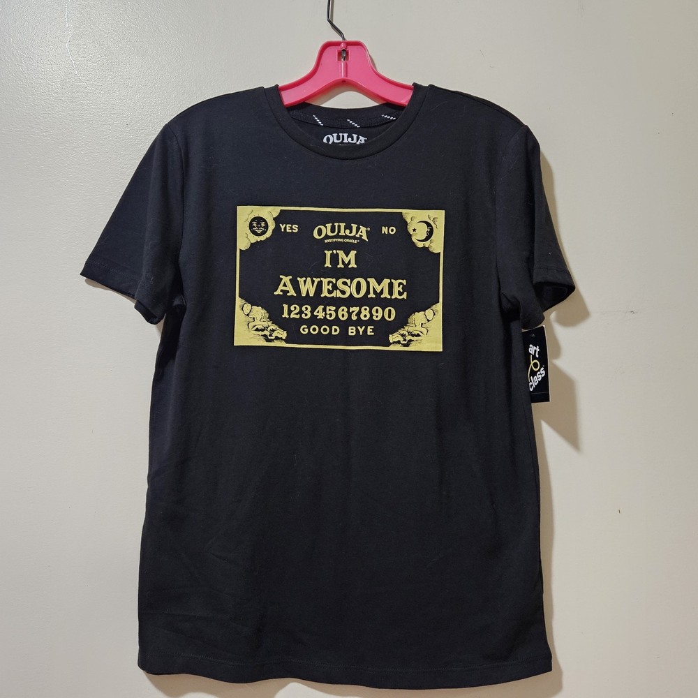Ouija Board Game Mystifying Oracle (I’m Awesome) Black T Shirt Youth Medium 8/10