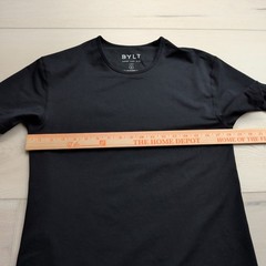 BYLT Drop Cut SS Lux T-Shirt Mens Small Black Curved Hem Athletic Tee