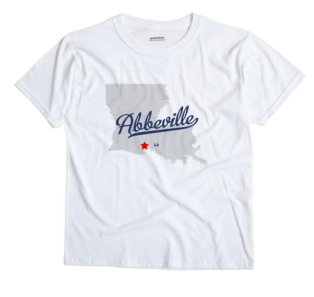 Abbeville Louisiana LA T-Shirt MAP