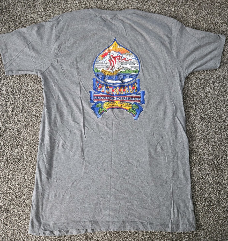 St. Elias Brewing Company Soldotna Alaska Gray T-Shirt Size XL 100% Cotton Beer