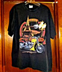VINTAGE SOLS BEST QUALITY UNISEX BLACK PARISH MOTORCYCLE UB T-SHIRT-SIZE XL-EUC