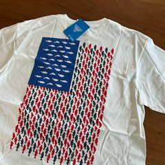 NEW Columbia Shirt Mens Sz Large White PFG Fish American Flag Fishing Outdoor